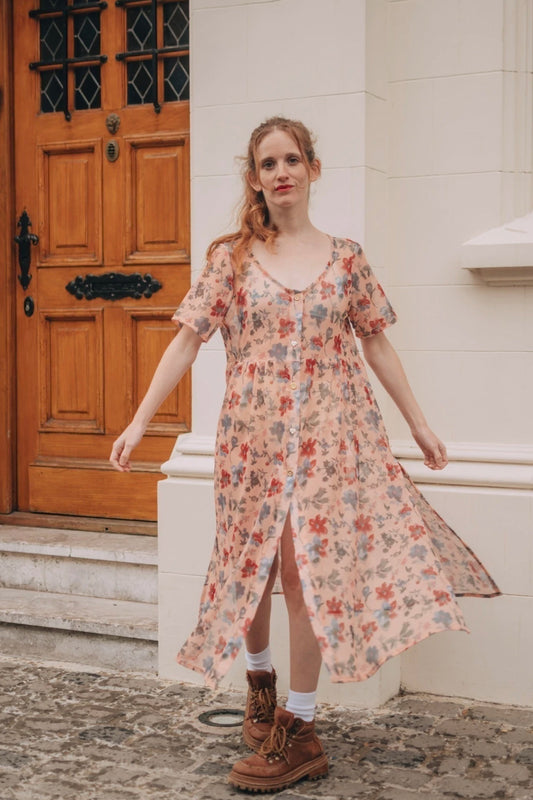 Enamorarte dress- Peach blossoms print